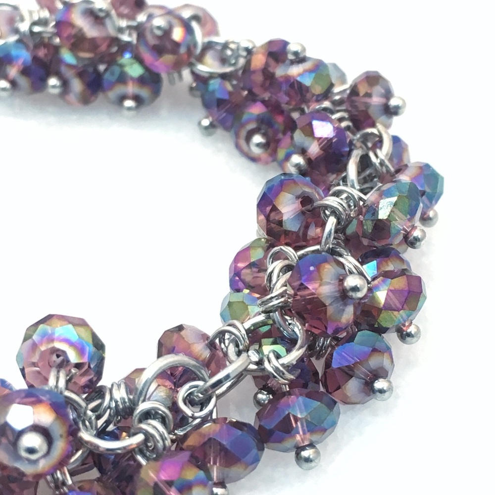 Iridescent Grape Cluster Bead Bracelet - Picture 1 of 3
